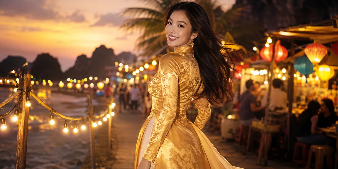 Người phụ nữ mặc áo dài tại Ninh Bình tra thông tin cá cược và xổ số trên điện thoại